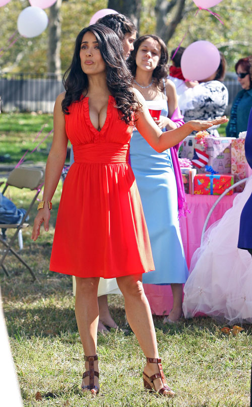 Salma Hayek was on location in Brooklyn, on Friday for the taping of “30 